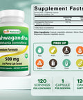 Best Naturals 3 Pack Ashwagandha Capsules For Relaxing Stress And Mood 500 Mg 120 Count (Total 360 Capsules)