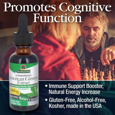 Nature'S Answer Ginseng American Root Alcohol- 1-Fluid Ounce | Promotes Vitality | Immune Support Booster | Improves Cognitive Function | Natural Energy Increase