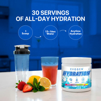 Evogen Hydration - Electrolytes Powder | Sugar-Free Electrolyte Powder Supplement for Hydration Energy and Recovery | Coconut Water B Vitamins Potassium | Strawberry Lemonade | 30 Servings
