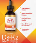 Carlyle Vitamin D3 K2 Liquid | 2 Fl Oz | MK-7 Supplement | Vegetarian Non-GMO Gluten