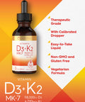 Carlyle Vitamin D3 With K2 Liquid Drops | 2 Fl Oz | Mk-7 Supplement