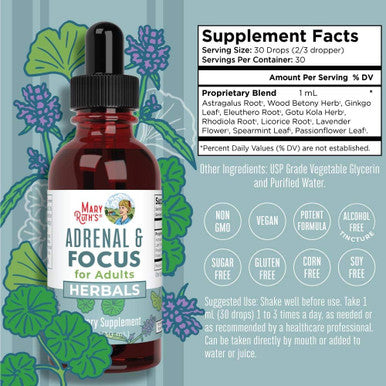 Maryruth Organics USDA Organic Nootropic Focus Supplement with Ginkgo Biloba - Brain Memory and Adrenal Support
