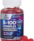 B Complex Gummies Extra Strength Vitamin B Gummy - Tasty Raspberry Vitamins with Niacin, B6, Folic Acid, B12 and Biotin - Best Energy Support and Immune Support for Women and Men - 60 Gummies