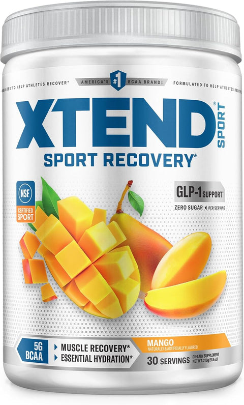 XTEND Sport BCAA Powder Blue Raspberry Ice - Electrolyte Powder for Recovery & Hydration with Amino Acids - 30 Servings