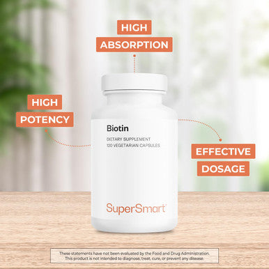 Supersmart Biotin 10000 mcg Per Day Vitamin B7 Supplement Nail Hair Straightener Skin Care May be a Natural Acne Treatment NonGMO Gluten Free 120 Vegetarian Capsules