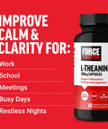 Force Factor L Theanine Extra Strength L-Theanine Supplement for Stress Relief and Supporting Calm and Relaxation L Theanine 200mg Capsules Vegan Non-GMO No Gelatin 60 Vegetable Capsules