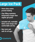 Icewraps Extra Large 6 X12 Reusable Gel Ice Packs And Reusable Ice Pack With Soft Fabric Cover Bundles - Hot And Cold Pack For Pain Relief