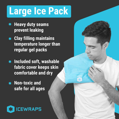 Icewraps Extra Large 6 X12 Reusable Gel Ice Packs And Reusable Ice Pack With Soft Fabric Cover Bundles - Hot And Cold Pack For Pain Relief