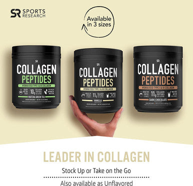 Sports Research Collagen Powder Supplement Vital for Healthy Joints Bones Nails Hydrolyzed Protein Peptides Great Keto Friendly Nutrition for Men Women Mix in Drinks Vanilla 16.9 Oz