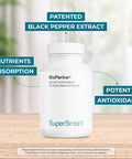 Supersmart Bioperine 30 mg Per Day Natural Black Pepper Extract 95 Piperine Help Increase Digestive Enzymes Gut Flora NonGMO Gluten Free 90 Vegetarian Capsules