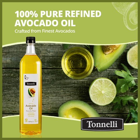 Tonnelli Premium Cold Pressed Naturally Refined Avocado Oil, 1 Liter (2 Pack) | High Smoke Point 520F | Product of Spain | Certified Kosher (including Passover)