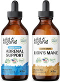 Wild & Organic Adrenal Support Tincture 4 Fl Oz & Lion'S Mane Tincture 4 Fl Oz