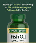 Nature's Bounty Fish Oil Omega 3 Supplements - Supports Heart Health 1200 Mg Fish Oil Omega-3 200 Softgels