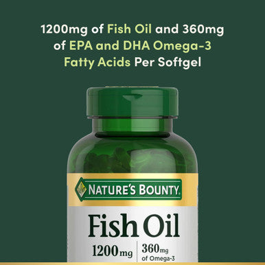 Nature's Bounty Fish Oil Omega 3 Supplements - Supports Heart Health 1200 Mg Fish Oil Omega-3 200 Softgels