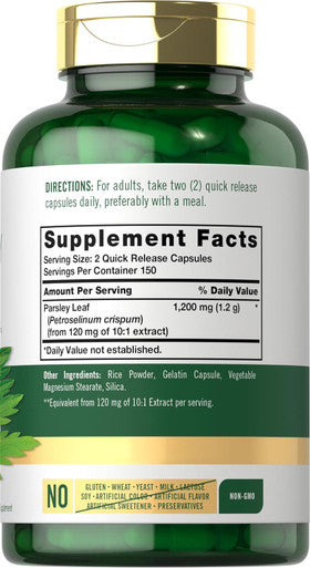 Carlyle Parsley Leaf Capsules 1200mg | 300 Count | Non-GMO Gluten Supplement