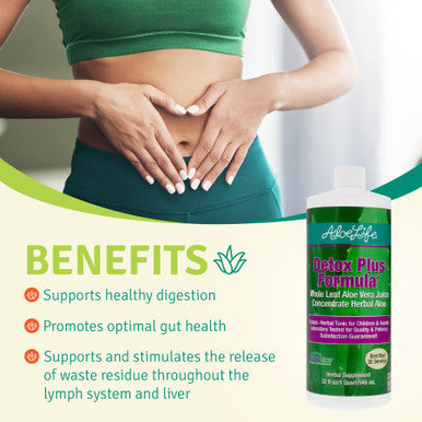 Aloe Life Detox Plus Formula, Aloe-Based Detox Supplement, Aloe Vera Cleanse, Promotes Healthier Digestion, Concentrated Aloe & Herbal Tonic, Gut Health Detox for Wellness (32 oz.)
