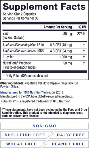 1Md Nutrition Immunitymd - Immune Health Probiotic Potent, Doctor-Selected Probiotic Strains With Prebiotic - Promote Overall Immune System Strength, Reduce Everyday Stress 60 Capsules