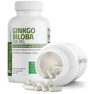 Bronson Ginkgo Biloba 500mg Extra Strength 500mg - Supports Brain Function & Memory Support, 120 Vegetarian Capsules