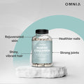 Omnia Marine Collagen Capsules 1200mg Premium Skin Hair and Nail Health Support for Women and Men Enriched with Type Collagen Hyaluronic Acid and Vitamin C High Potency Formula UK Made 120 Capsules