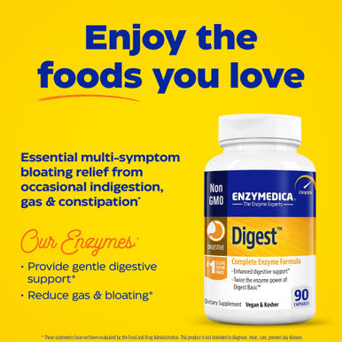 Enzymedica Digest, Full-Range, Everyday Digestive Enzymes, Offers Fast-Acting Gas & Bloating Relief, 90 Count (Ffp)