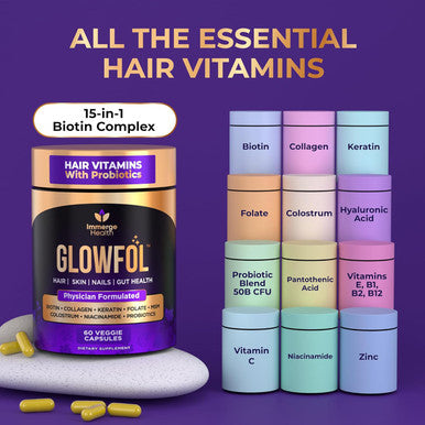Biotin Collagen Supplement With Probiotics, Colostrum, Hyaluronic Acid And Keratin For Faster Hair Growth Hair Skin Nails Vitamins For Women And Men Biotin Hair Growth Supplement 60 Capsules