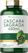 Carlyle Cascara Sagrada Capsules | 450 mg | 250 Count | Herbal Supplement | Non-GMO Gluten