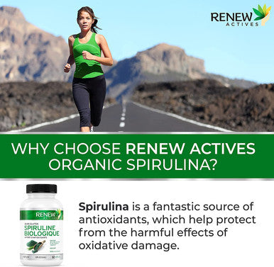 Renew Actives Maximum Strength Spirulina Tablets 1000Mg Per Serving! Supports Immune System, Heart, Cells And Energy Rich In Antioxidants, Vitamins, Minerals. 60 Supplement Capsules!