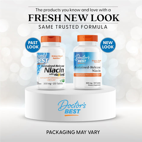 DoctorS Best Niacin 500 Mg Extended Release Supplement For Men and Women Minimizes Skin Flush Niacin As Nicotinic Acid 500Mg Cardiovascular Health Support Gluten Vegan Non Gmo 120 Tablets