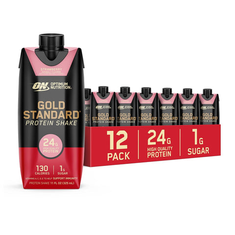 Optimum Nutrition Gold Standard 24g Protein Shake, Vanilla, 12 Ct