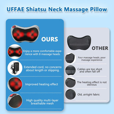 Shiatsu Neck Massage Pillow,Neck And Back Massager With Heat,Massage Pillow For Back, Neck, Shoulder, Leg, Foot, For Men Women Mom Dad, Stress Relax At Home Office And Car