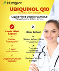 Nutrigent Ubiquinol 75Mg Coq10 High Absorption Water And Fat Soluble Natural Supplement Form Of Coenzyme Q10 Antioxidant For Heart Health & Energy Production 30 Capsules