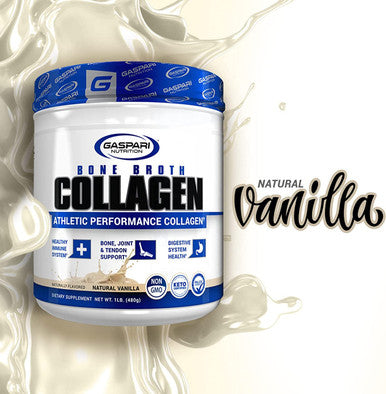 Gaspari Nutrition Bone Broth Athletic Performance Collagen, Joint Support, Digestive and Immune Health, Muscle Recovery, Glucosamine and Chondroitin Concentrated (30 Serving, Natural Vanilla)