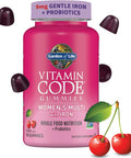 Garden of Life Women's Multivitamin Gummy with Iron Folate Biotin D3 & B12 for Hair Skin & Nails + Probiotics for Immune Health & Digestion Vitamin Code Non-GMO Gluten-Free 90 Cherry Gummies 30 Day Supply