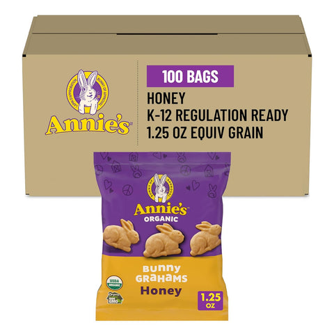 Annie's Organic Bunny Grahams Snack, Chocolate Chip, Chocolate & Honey, 1.25 Oz, 100 Count