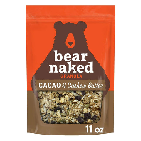 Bear Naked Granola Cereal, Whole Grain Granola, Breakfast Snacks, Cacao and Cashew Butter Crunch, 11oz Bag (1 Bag)