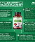 Zazzee Usda Organic Cranberry 25:1 Extract, 12,500 Mg Strength, 100 Vegan Capsules, Over 3 Month Supply, Standardized, Concentrat