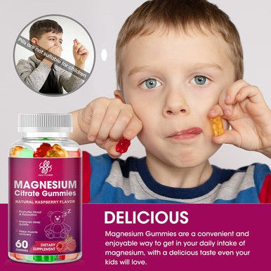 Magnesium Citrate Gummies for Adults and Kids, Promotes Healthy Relaxation, Muscle, Bone & Energy Support, Natural Flavor Gummy Supplement, Gluten Free Vegetarian GMO-Free Chewable (2 Pack)
