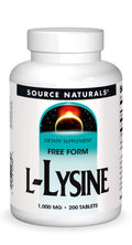 Source s L-Lysine 1000 mg Free Form - Amino Supplement Supports Energy Formation & Collagen - 200 Tablets