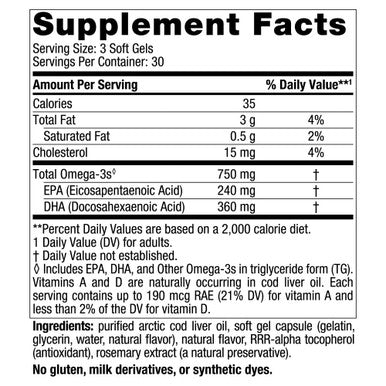 Nordic Naturals Arctic Cod Liver Oil 90sg