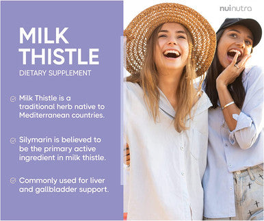 Nui Nutra Milk Thistle 1000mg (Sylibum Marianum) Supplement Silymarin | 200 Capsules | Gluten-Free 4:1 Seed Extract - Liver Support | Powerful Antioxidants