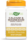 Nature's Way Calcium & Magnesium Mineral Complex, 750 mg per serving, 100 Capsules (Packaging May Vary)