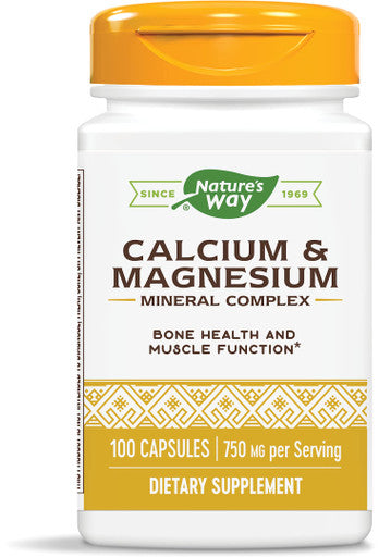 Nature's Way Calcium & Magnesium Mineral Complex, 750 mg per serving, 100 Capsules (Packaging May Vary)