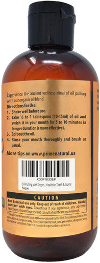PRIME NATURAL Oil Pulling With Organic Coconut & Organic Cinnamon Bark Oil 8Oz - Natural Oral Care & Teeth Whitening - Alcohol Free Mouthwash Freshens Breath, Healthier Teeth & Gums