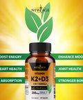 (2-Pack) Vitamin K2 (MK7) with Vitamin D3 Supplement with BioPerine - K2D3 Comlex 3-in-1 Formula Support for Your Heart, Bones & Joints | Vegan, GMO & Gluten Free -120 Veggie Capsules
