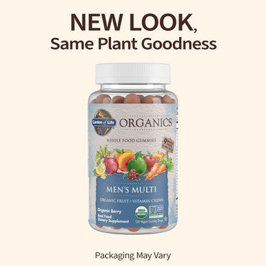 Garden of Life Organics Men'S Gummy Vitamins - Berry - Certified Organic Non-Gmo Vegan Kosher Complete Multi - Methyl B12 C & D3 - Gluten Soy & Dairy Free 120 Real Fruit Chew Gummies