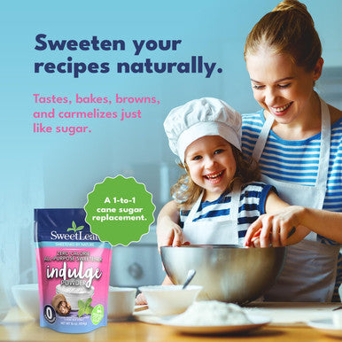 Sweetleaf Indulge Powder Sugar Replacement - All-Purpose Allulose and Monk Fruit Sweetener Blend with Inulin and Stevia Zero-Calorie Sugar Substitute Sugar- Baking Supplies 16 Oz
