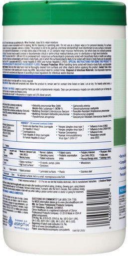 Clorox Healthcare Hydrogen Peroxide Cleaner Disinfectant Wipes 6.75 X 9 95 Count (Package May Vary)
