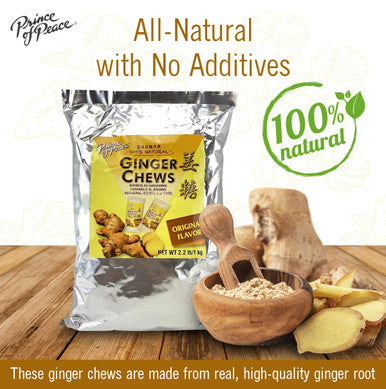 Prince Of Peace Ginger Chews With Lemon Made From Real Ginger Root Non-Gmo Vegan Candy Individually Wrapped Healthy Candy 2.2Lb/1Kg