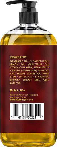 MAJESTIC PURE Cellulite Massage Oil - with Vegan Collagen & Stem Cells, Unique Blend of Massage Essential Oils - Anti Cellulite Oil Improves Skin Tightening and Firming, 8 fl oz