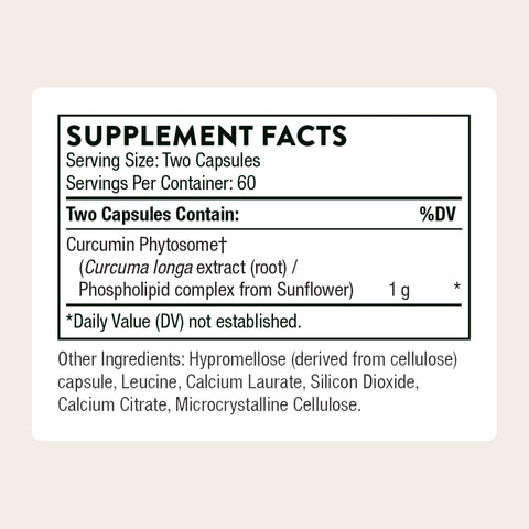 Thorne - Curcumin Phytosome 1000 Mg (Meriva) - Clinically Studied High Absorption - Supports Healthy Inflammatory Response In Joints Muscles Gi Tract Liver Brain & Nerves 60 Servings